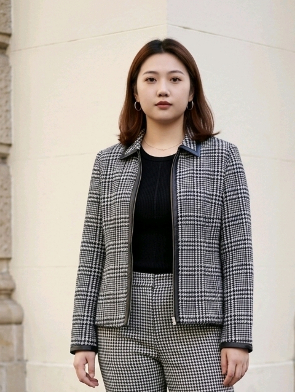 Vintage Clio Houndstooth Plaid Blazer